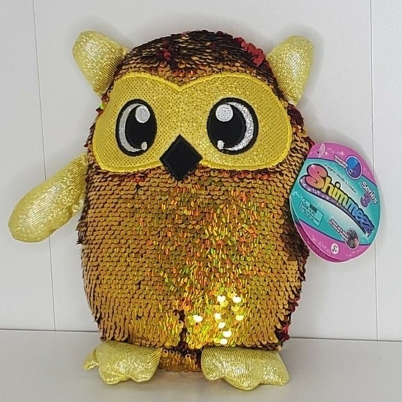 Shimmeez Series 3 Flip Sequin Plush Owl Toy Stuffed Animal Gold to Red - Picture 1 of 9